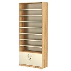 Стеллаж из ДСП с 7-ю полками 350x900 мм серии LEVEL-7 №13 (З/C - ДВП), Дуб Золотистый и Крем Вайс