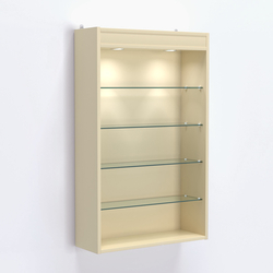 Витрина настенная №202-3Г высокая с верхними светильниками, Крем Вайс