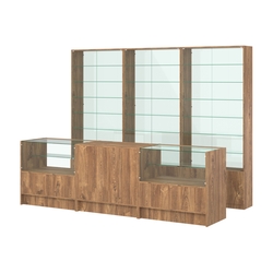 Комплект витрин с регулировочными полками NE-6 №12-1 и прилавков ЭК-3, Дуб Канзас коричневый