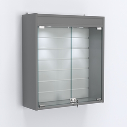 Витрина настенная №201-2Б с эконом панелью и фризом, Темно-Серый