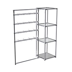 Хромированное вешало ШТАНГА №1-4 с зеркальными полками 4 мм, Серый