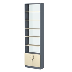Стеллаж из ДСП с 5-ю полками 250x600 мм серии LEVEL-5 №4-1 (З/C - СТЕКЛО), Темно-серый + Крем Вайс
