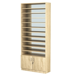 Стеллаж из ДСП с 10-ю полками 300x900 мм серии LEVEL-10 №12-2 (З/C - ЗЕРКАЛО), Дуб Сонома