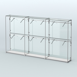 Торговая система ХРОМ (задняя стенка - стекло) 3600 мм с поручнями №4, Ясень Анкор светлый