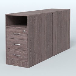 Тумба приставная/опорная двойная, Ясень Анкор темный