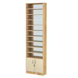 Стеллаж из ДСП с 9-ю полками 200x600 мм серии LEVEL-9 №3-2 (З/C - ЗЕРКАЛО), Дуб Золотистый и Крем Вайс