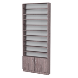 Стеллаж из ДСП с 10-ю полками 150x900 мм серии LEVEL-10 №9 (З/C - ДВП), Ясень Анкор темный