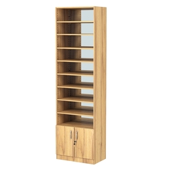 Стеллаж из ДСП с 8-ю полками 350x600 мм серии LEVEL-8 №6-2 (З/C - ЗЕРКАЛО), Дуб Золотистый