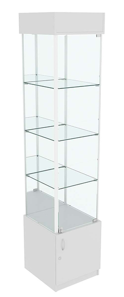 Витрина закрытая ЛЮКС №12 с подсветкой  (задняя стенка зеркало), Серый