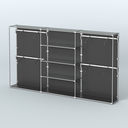 Торговая система ХРОМ (задняя стенка - ДСП) 3600 мм с зеркальными полками и поручнями №5, Черный