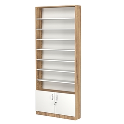 Стеллаж из ДСП с 7-ю полками 200x900 мм серии LEVEL-7 №10 (З/C - ДВП), Дуб Канзас коричневый + Белый