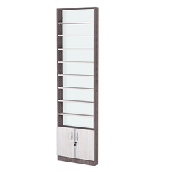 Стеллаж из ДСП с 8-ю полками 100x600 мм серии LEVEL-8 №1-1 (З/C - СТЕКЛО), Ясень Анкор темный + Ясень Анкор светлый