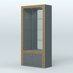 Витрина с декором и зеркалом №ВБА-3, Темно-Серый
