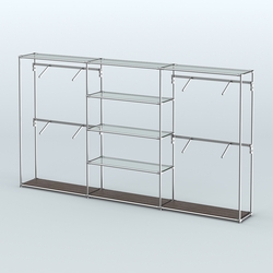 Торговая система ХРОМ без ДСП 3600 мм с прозрачными полками и поручнями №5, Дуб Венге