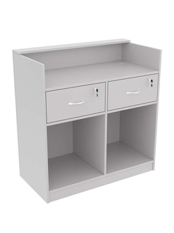 Прилавок Истра под кассу №1 прямоугольный с двумя ящиками, Серый