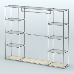 Торговая система ХРОМ без ДСП 2430 мм с прозрачными полками и поручнями №3, Крем Вайс