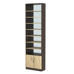 Стеллаж из ДСП с 7-ю полками 250x600 мм серии LEVEL-7 №4-2 (З/C - ЗЕРКАЛО), Дуб Венге + Дуб Сонома