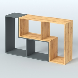 Торговый стеллаж Лофт №1 малый двухмодульный, Темно-Серый  + Дуб Золотистый