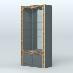 Витрина с декором и замками  из хрома №ВБА-503, Темно-Серый