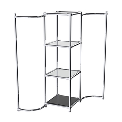 Хромированное вешало ВОЛНА №1-4 с зеркальными полками 4мм, Черный