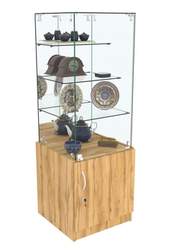 Торговый пристенный прилавок Зеркало с хромированными замками №306 (закрытый), Дуб Золотистый