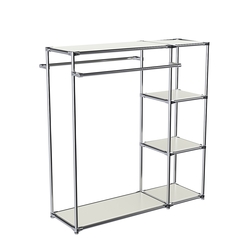 Хромированный стенд-вешало TD-41 №1-3 Хром с полками ДСП 16мм, Белый