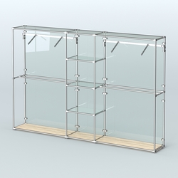 Торговая система ХРОМ (задняя стенка - стекло) 3030 мм с прозрачными полками и поручнями №12, Дуб Сонома