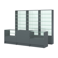 Комплект витрин с наклонными полками SL-6 №12-1 и прилавков ЭК-3, Темно-Серый
