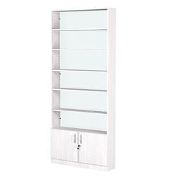 Стеллаж из ДСП с 5-ю полками 200x900 мм серии LEVEL-5 №10-1 (З/C - СТЕКЛО), Ясень Анкор светлый