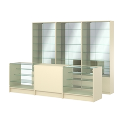 Комплект витрин с регулировочными полками NE-6 №12-2 и прилавков ЭК-4, Крем Вайс