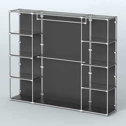 Торговая система ХРОМ (задняя стенка - ДСП) 3600 мм с зеркальными полками и поручнями №3, Черный