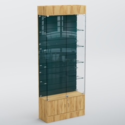 Витрина СЕТЬ №4-П с экономпанелью и полками, Дуб Золотистый+Антрацит