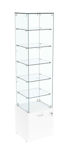 Витрина Кристалл №606 стаканчик (З/С - стекло), без дверей, Белый