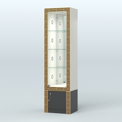 Витрина с декором и диодной подсветкой №ВБА-4С, Белый и Черный