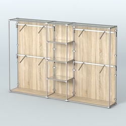 Торговая система ХРОМ (задняя стенка - ДСП) 3600 мм с зеркальными полками и поручнями №8, Дуб Сонома