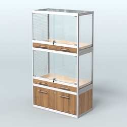 Витрина малая для продажи средних млекопитающих в зоомагазин серии КУНЬИ-02, Орех