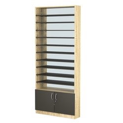 Стеллаж из ДСП с 10-ю полками 200x900 мм серии LEVEL-10 №10-2 (З/C - ЗЕРКАЛО), Дуб Сонома + Черный