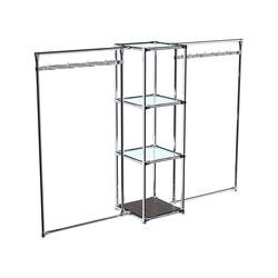 Хромированное вешало ЛУЧ №2-1 с полками стекло 6мм, Дуб Венге