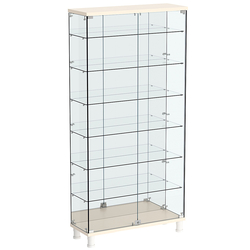 Витрина РОНДО №3-6 на ножках (задняя стенка зеркало), Крем Вайс