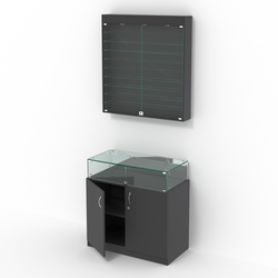 Комбинированный прилавок-витрина с дверками из прозрачного стекла КПВ-14-07, Черный