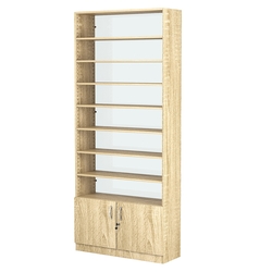 Стеллаж из ДСП с 7-ю полками 300x900 мм серии LEVEL-7 №12-1 (З/C - СТЕКЛО), Дуб Сонома