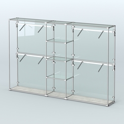 Торговая система ХРОМ (задняя стенка - стекло) 3030 мм с прозрачными полками и поручнями №8, Метрополитан Грей