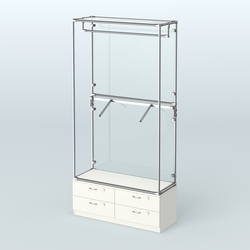 Торговая система ХРОМ (задняя стенка - стекло) 1200 мм №2-2 с тумбой Т-14 и поручнями, Белый