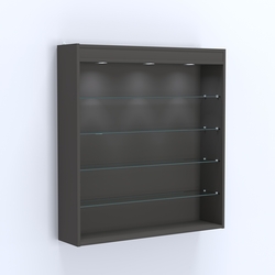 Витрина настенная №204-3Г открытая с четырьмя полками и фризом, Черный