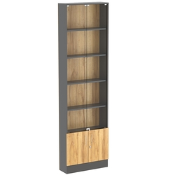 Торговая витрина Level №3-4п с  4-мя полками из ДСП 200х600мм, Темно-Серый  + Дуб Золотистый