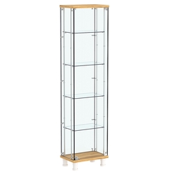 Витрина РОНДО с регулировочными полками №1-1-РЕГ на ножках (задняя стенка стекло), Дуб Золотистый