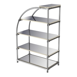 Хромированный стенд универсальный TD-06 (Т) с полками Зеркало 4мм, Крем Вайс