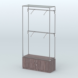 Торговая система ХРОМ без ДСП 1200 мм №3-4 с тумбой Т-21 и поручнями, Ясень Анкор темный