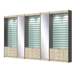 Комплект витрин под очки №10+1+10+1+10 (закрытый доступ), Дуб Сонома + Дуб Венге