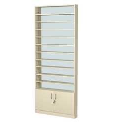 Стеллаж из ДСП с 10-ю полками 100x900 мм серии LEVEL-10 №8-2 (З/C - ЗЕРКАЛО), Крем Вайс